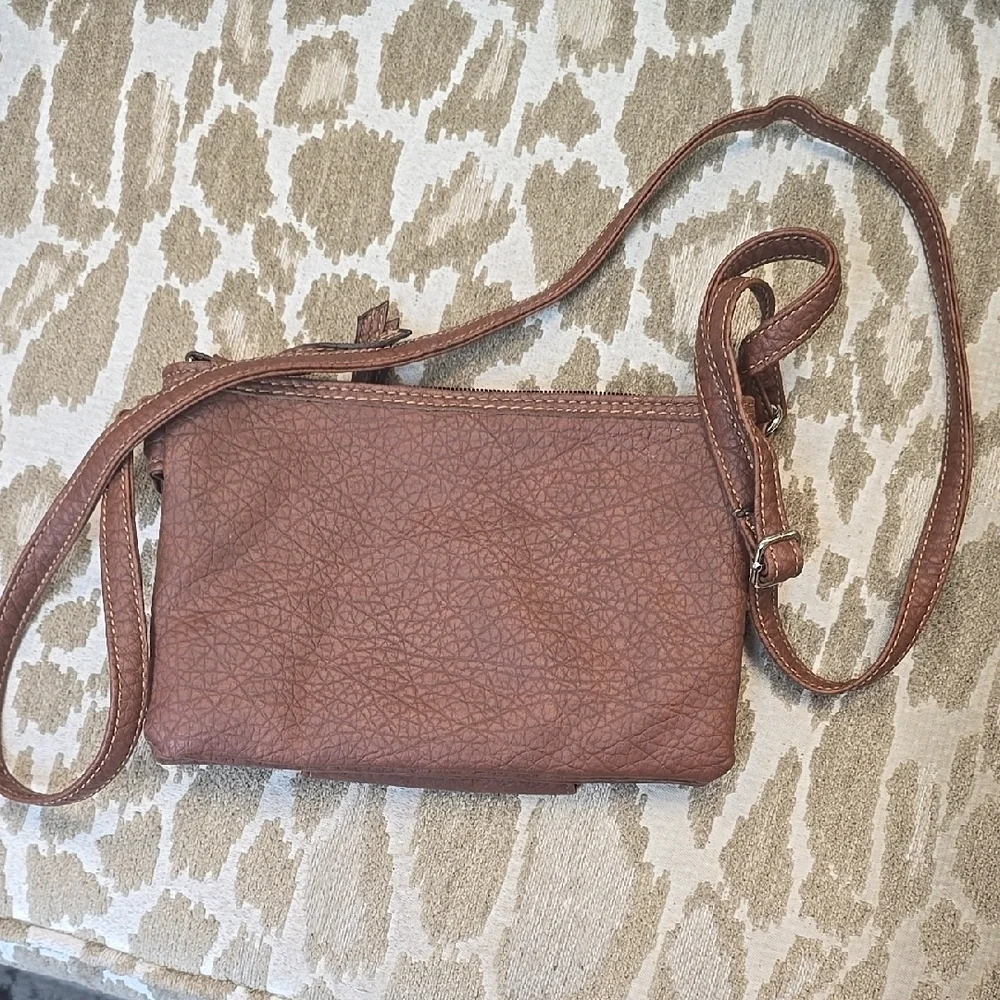Rosetti Brown Crossbody Bag with Textured Finish and Sleek Design